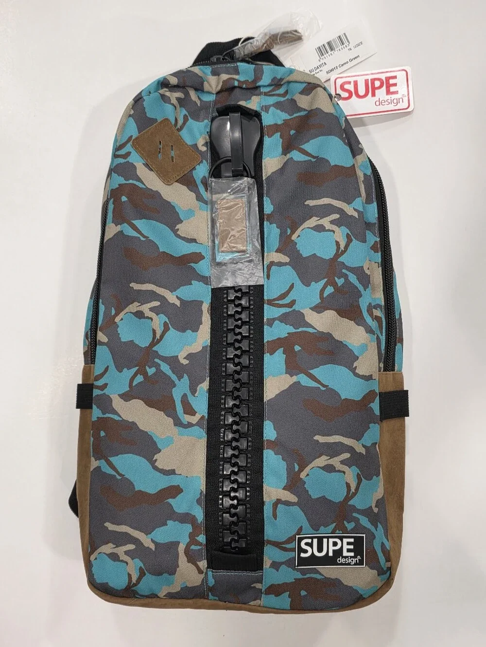SUPE Design MegaZip Backpack Camo Green Waterproof Laptop School Travel NWT